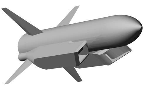 Рис. 1. Геометрическая модель крылатой ракеты