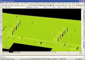 Программа Autodesk Civil 3D: построенная поверхность пола и импортированные трубопроводы