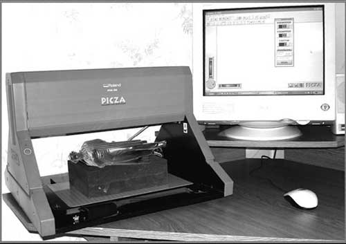 Рис. 2. Оцифровка отливки с помощью объемного сканера Picza