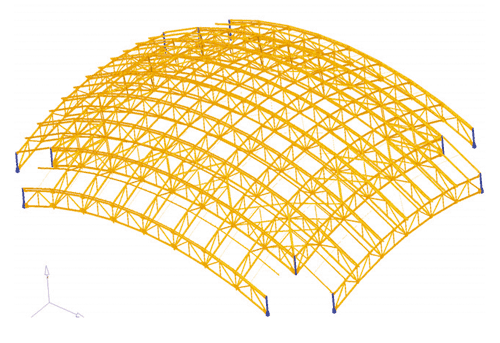 Рис. 3. Конструкция купола покрытия волейбольного центра