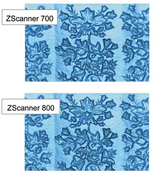 Сравнение разрешений ZScanner 700 и ZScanner 800