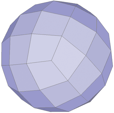 Рис. 8. Четырехугольная сетка для сферической модели (сетка содержит вершины валентности 3, но в данном случае это обусловлено типом модели)