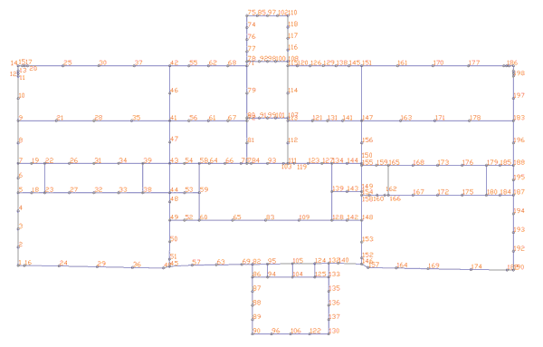 Рис. 4. Нумерация узлов конструкции подземной автостоянки