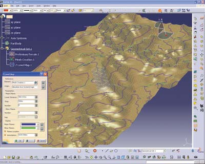 Создание линий равных высот на ландшафтной поверхности в CATIA V5 посредством операции Z Level Map