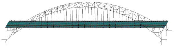Рис. 1. Расчетная схема автомобильного стального моста