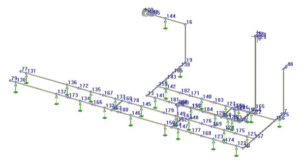 Расчетная схема трубопровода в программе СТАРТ