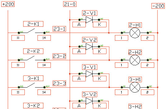 Пример принципиальной электрической схемы сигнализации
и блокировок