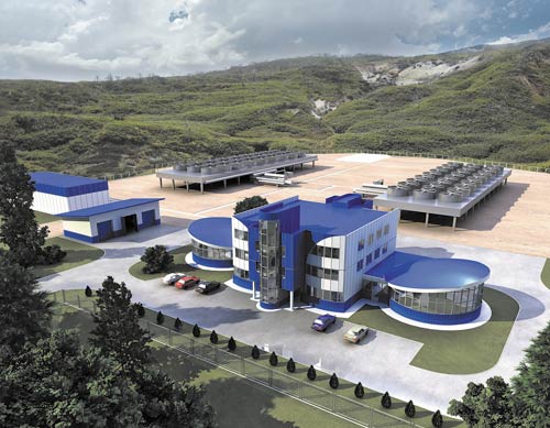 Рис. 5. Геотермальная электростанция  «Океанская» на острове Итуруп мощностью 15 МВт