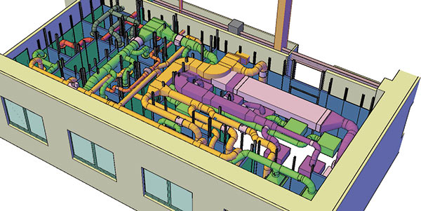 3D-модель лаборатории Новосибирского государственного университета, выполненная в AutoCAD MEP. Проект капитального ремонта микробиологического блока