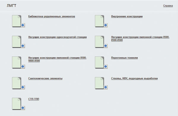 Рис. 1. Примеры оглавления разделов библиотеки компонентов для AutoCAD Architecture: 
