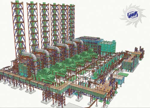 Рис. 1. 3D-модель газотурбинной установки — тепловой электростанции