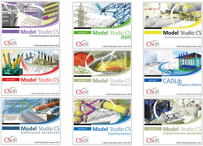 Рис. 1. Линейка программных продуктов Model Studio CS, созданных за период с 2008 по 2013 год