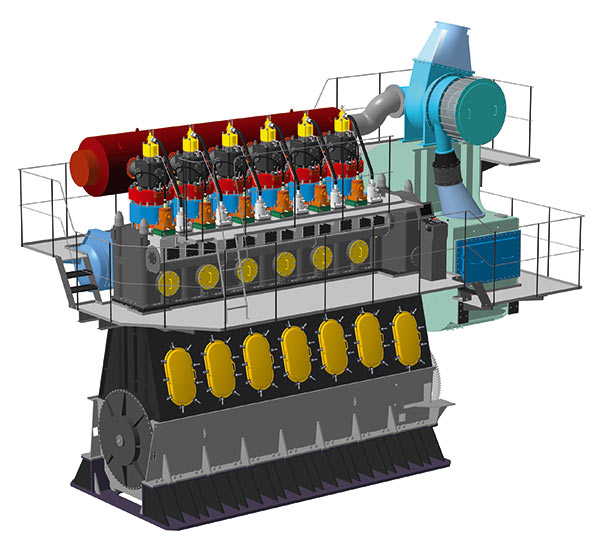 Судовой малооборотный дизельный двигатель 6 ДКРН 42-136-10. ЗАО «Транзас», Санкт-Петербург