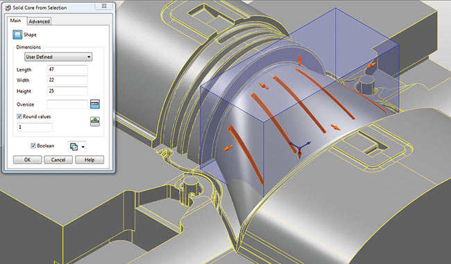 Рис. 3. Основой для проектирования электродов для электроэрозионной обработки служит CAD-модель готовой детали. Компенсация величины межэлектродного зазора может производиться на этапе разработки управляющих программ для фрезерного станка с ЧПУ