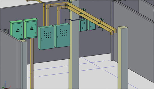 Рис. 4. Пример оборудования — электрические шкафы разработаны в Autodesk Inventor и переданы в проект AutoCAD MEP