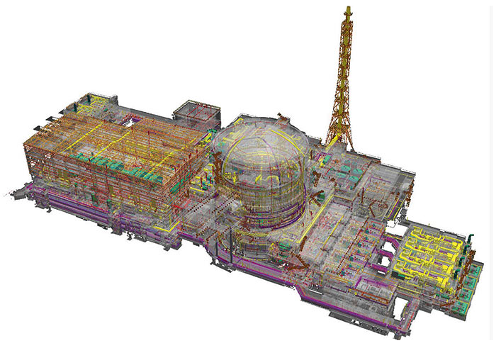 Рис. 6. Общий вид информационной модели атомного энергоблока, выполненный в SmartPlant 3D