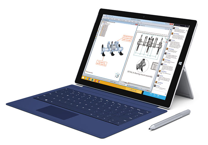 Планшет Microsoft Surface Pro 3 с системой Solid Edge предоставляет возможность работы с профессиональными 3D CAD-системами в исследовательских лабораториях, в цехах, в командировках, при встречах с поставщиками и заказчиками