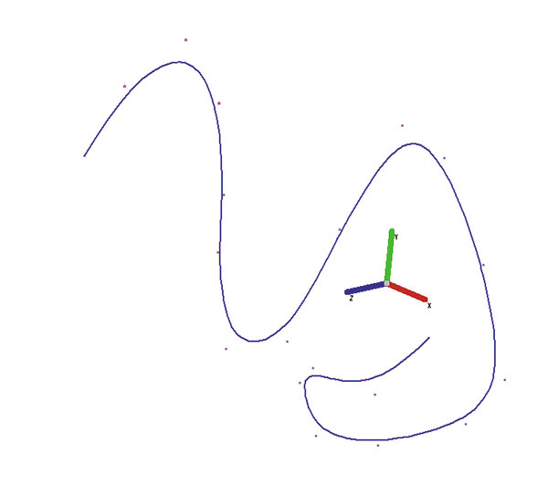 Рис. 22. Пример NURBS-кривой, трансформированной с рассчитанным габаритом