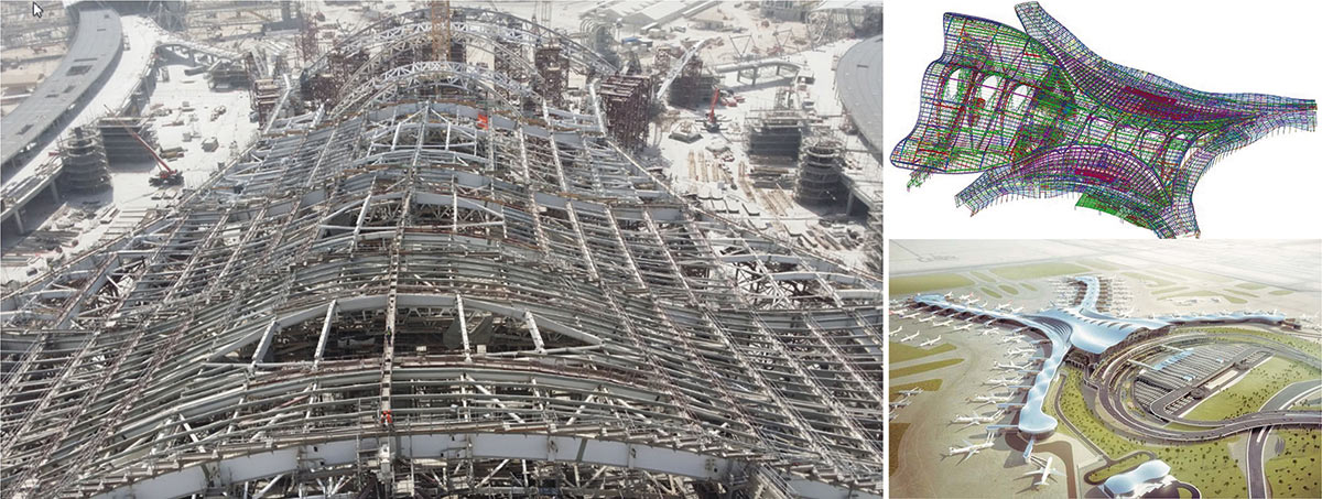Рис. 3. Строительство аэропорта в Абу Даби — яркий пример подхода Open BIM, реализованного китайской компанией China State Constructions Engineering Corporation. В частности, конструкция крыши терминала разрабатывалась в программе Tekla Structures