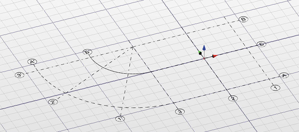 Рис. 6. Возможность задания произвольных координатных осей для рисования сложной геометрии строительных объектов 