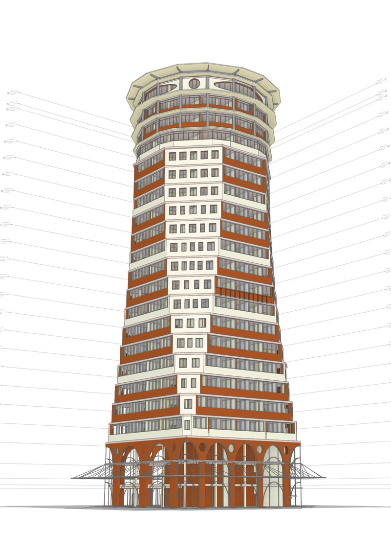 Рис. 2. 3D-модель многоэтажного жилого дома. Автор А.В. Тахтаров 