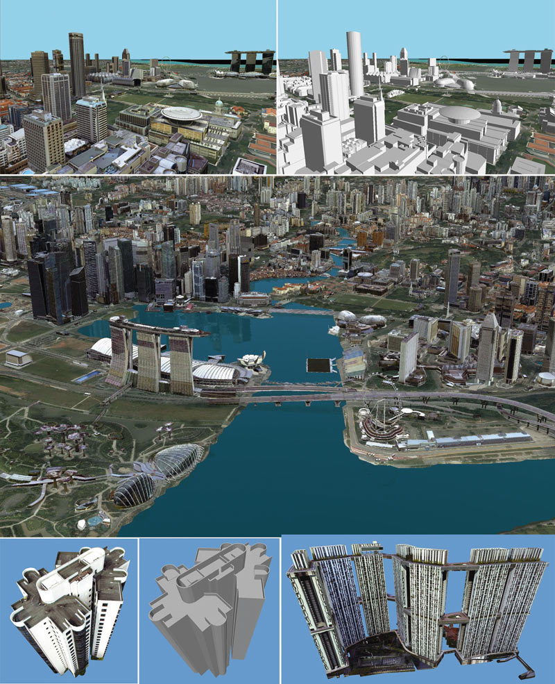 Рис. 11. При построении трехмерной модели Сингапура сочетались инструменты как визуализационной обработки изображений для создания 3D-модели, так и информационного моделирования зданий и управления большими данными