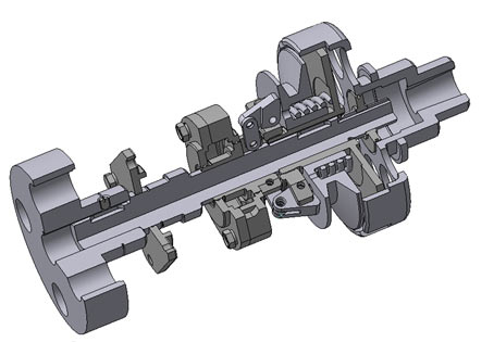 Рис. 3. 3D-модель сборочной единицы «Полумуфта упругая втулочно-пальцевая и фрикционная муфта сцепления»