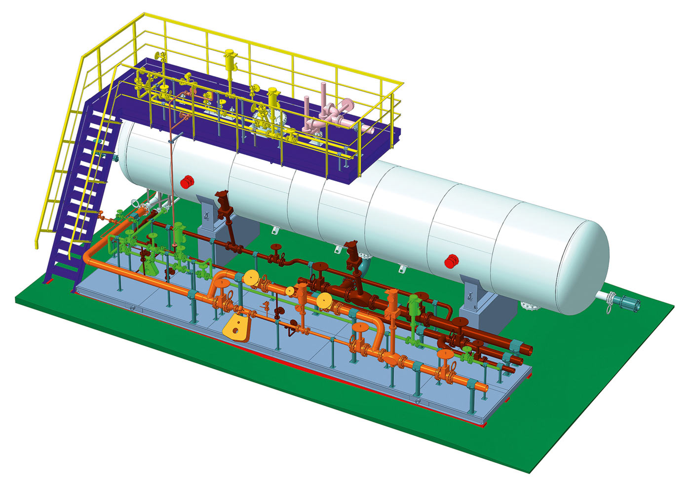 Модель блока нефтяного сепаратора со сбросом воды, «Сибнефтемаш» (Тюмень). Проект одержал победу в номинации «Машиностроение. От 1000 до 4999 деталей в сборке» на Конкурсе асов 3D-моделирования в 2017 году