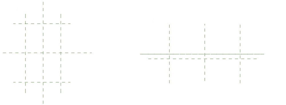 Рис. 3. Опорные плоскости на видах План (а) и Фасад (б)