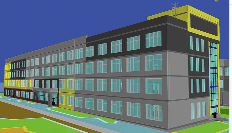 Трехмерная информационная модель здания школы на 1000 человек в Екатеринбурге, 
разработанная в программном комплексе Model Studio CS