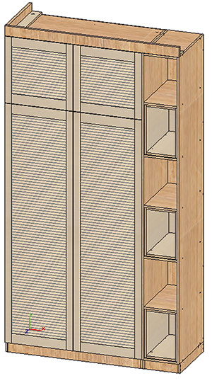 Рис. 2. Модель шкафа (разработана конструктором мебели Екатериной Румянцевой, Telegram: @vash_konstruktor)