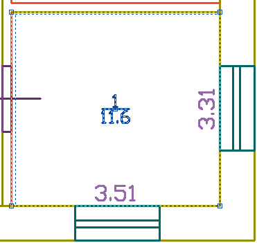 Рис. 22. Откорректированные размеры и площадь, пересчитанная в соответствии с новыми размерами — для помещений простых форм