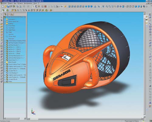 Рис. 3. Разработка дизайна изделия сложной формы в SolidWorks 2005