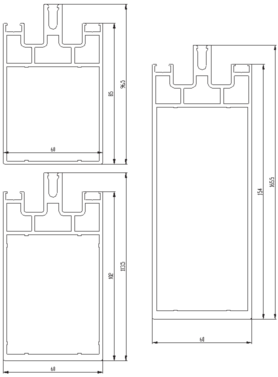 Рис. 1. Пример типоразмера стоек: одинаковая ширина, но разная высота