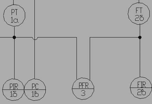 Рис. 7. Фрагмент схемы с линиями связи и точками их соединения
