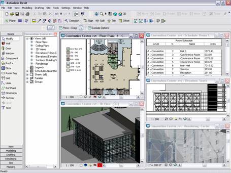 Система информационного моделирования зданий, поддерживающая параметрическое моделирование, способна координировать все изменения независимо от того, где они произошли: в самой модели, в спецификациях, фасадах, разрезах или в планах этажей