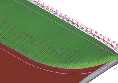Рис. 2. Пример 3D-обработки по программе, созданной на основе поверхности объемной модели консоли