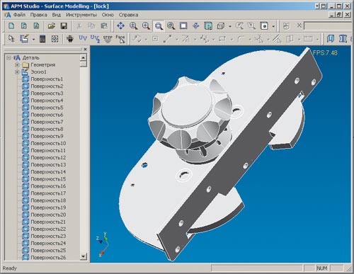 Рис. 6. Импортирование модели посредством формата STEP из Adem CAD в APM Studio