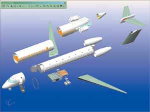 Рис. 6. Конструктивно-технологическое членение электронного макета самолета Ту-414
