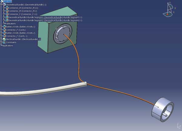 Рис. 5. Трассировка провода по жгуту: выбор провода (сверху) и автоматическое изменение сечения сегмента жгута (снизу)