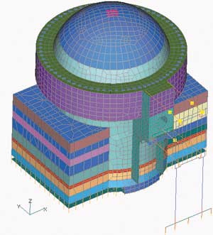 Рис. 12. Конечно-элементная модель здания реакторного отделения 