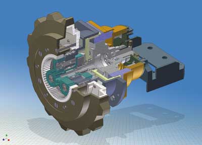 Рис. 2. Трехмерная модель мотор-звездочки движущей системы в среде Autodesk Inventor Series 10