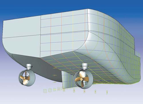 Построение обводов корабля с использованием поверхностного моделирования
