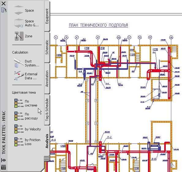 Рис. 20. Цветовая схема системы вентиляции