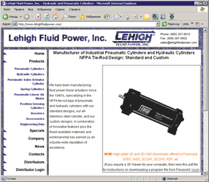 Сайт компании Lehigh с виртуальной 3D-моделью пневмоцилиндра