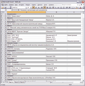 Рис. 1. Стандартный отчет Microsoft Office Excel по данным справочника