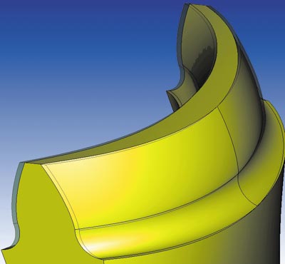 Рис. 4 Арочный зуб бочкообразной формы, смоделированный в T-FLEX CAD