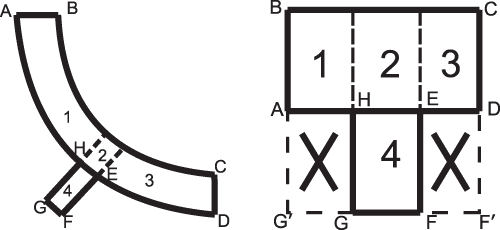 Рис. 2. Исходная геометрия (а) и блочная структура для нее (б)