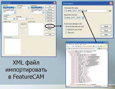 Рис. 9. Импортирование XML-файла в FeatureCAM