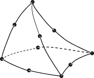 10-узловой криволинейный конечный элемент (квадратичный)